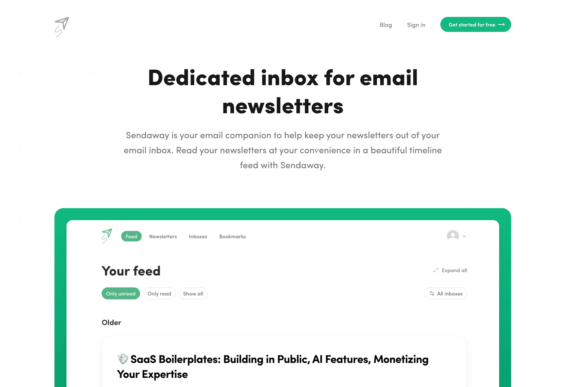 Sendaway: Dedicated inbox for your email newsletters